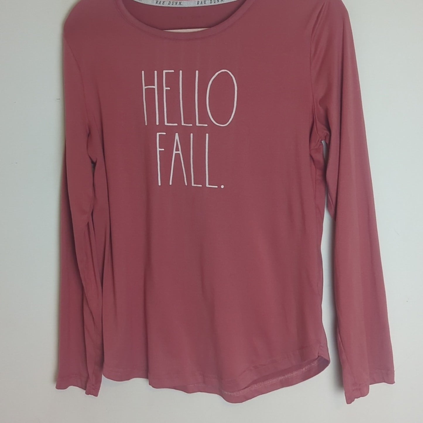 Rae Dunn Hello Fall. Long Sleeve Pullover Stretch Jersey Knit  Women's Small