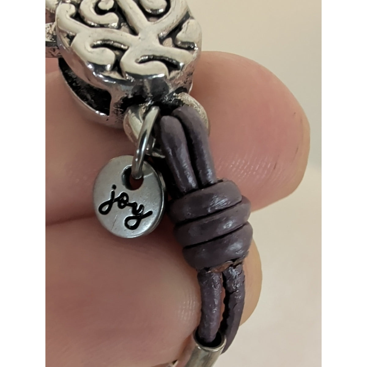 Lizzy James Leather Wrap Bracelet Necklace Convertible Silver & Gold Plated Sz L