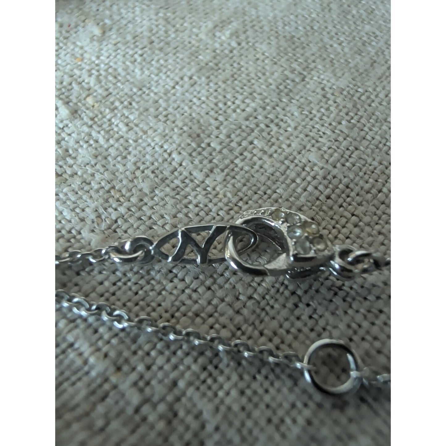 Nardi Venetian Revival Station Necklace CZ Filigree Silver Tone Art Deco Bridal