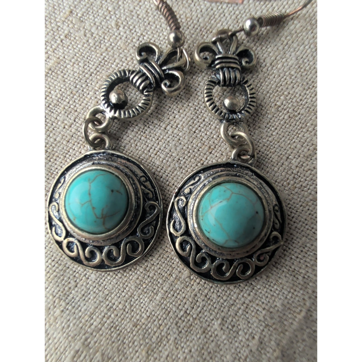 Seven Pair Earring Set Boho Tribal Silver Tone Faux Pearl /Turquoise