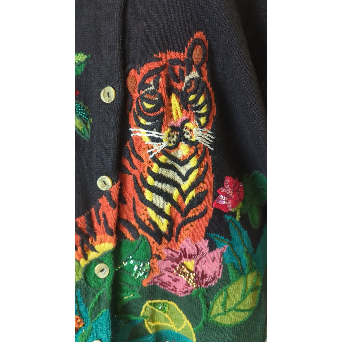 90's Maximalists Playful Art to Wear Button-down Knit Cardigan Women's XL