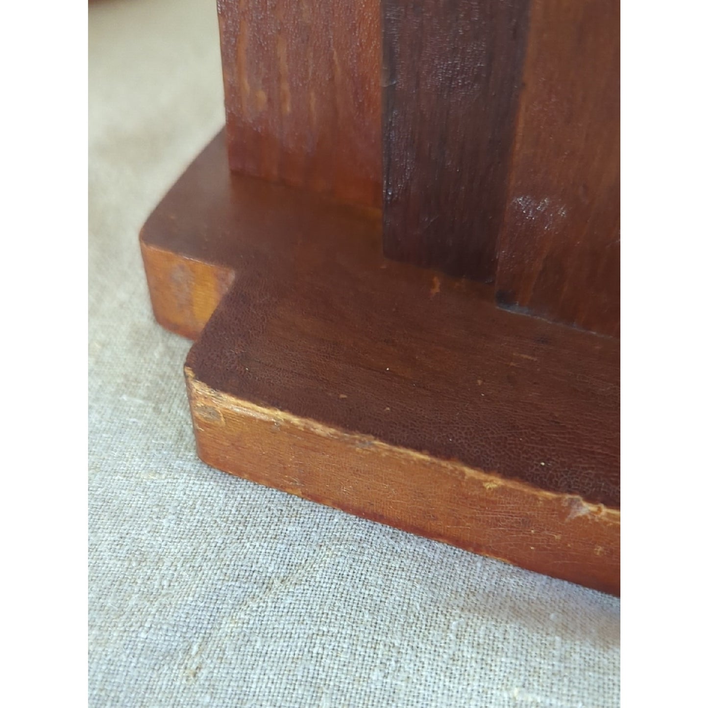 Vintage Wooden Bookends Set | MCM Brutalist Geometric Bookends | Mid Century