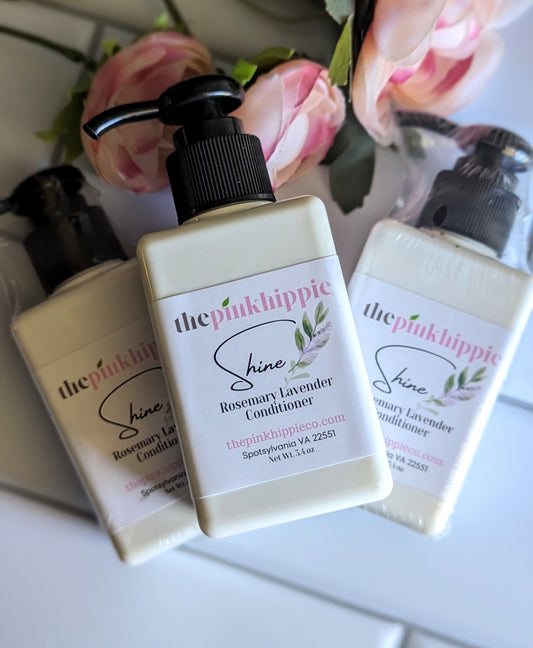 Natural Shine Hair Conditioner 3.4 oz Pump BPA Free Bottle Rosemary Lavender Essential Oils Collection Hair Care