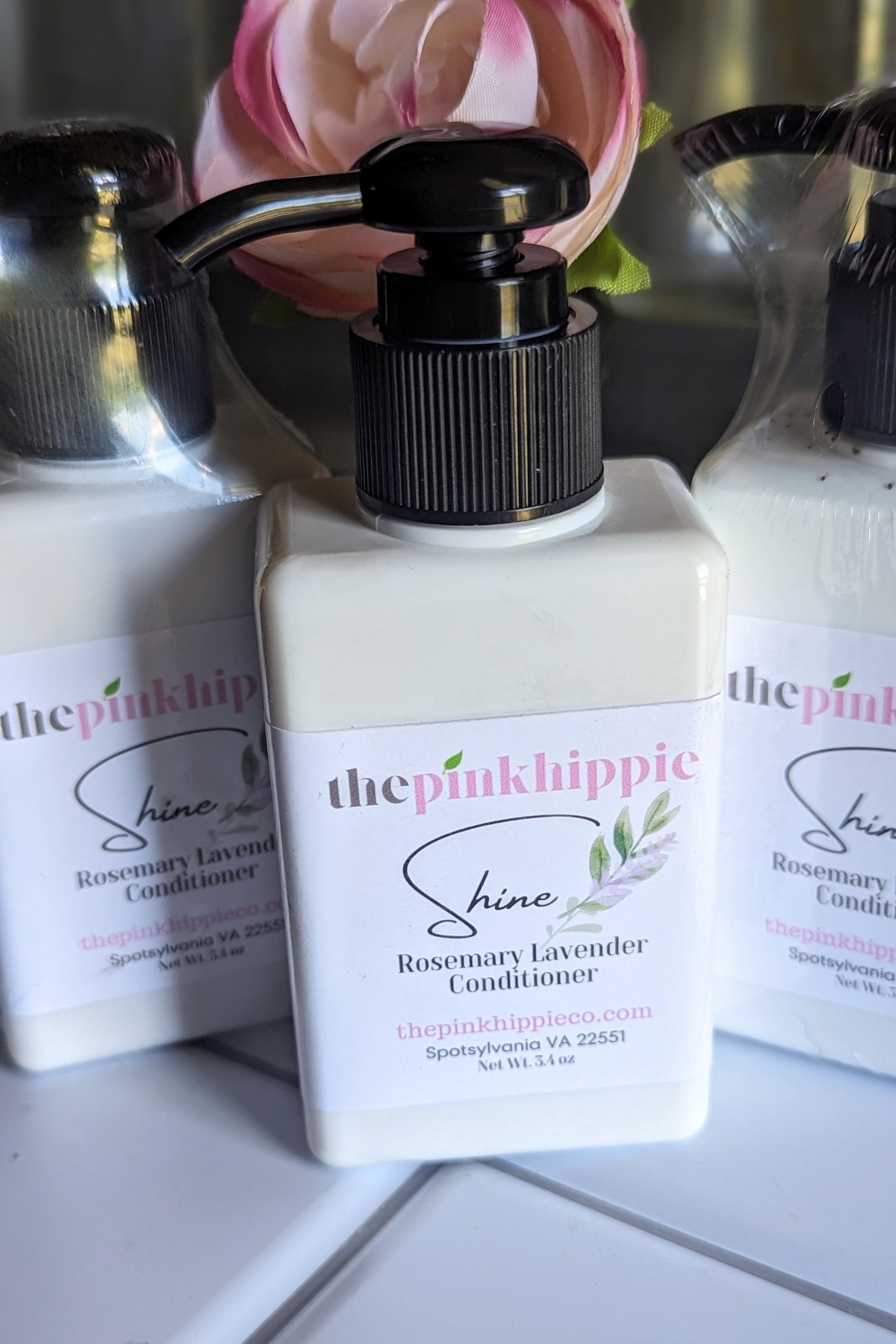 Natural Shine Hair Conditioner 3.4 oz Pump BPA Free Bottle Rosemary Lavender Essential Oils Collection Hair Care