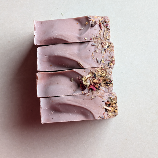 The Pink Hippie Goat Milk Soap Bar 4.5 oz Anxiety Free Essential Oil Blend Patchouli, Geranium, Ylang Ylang
