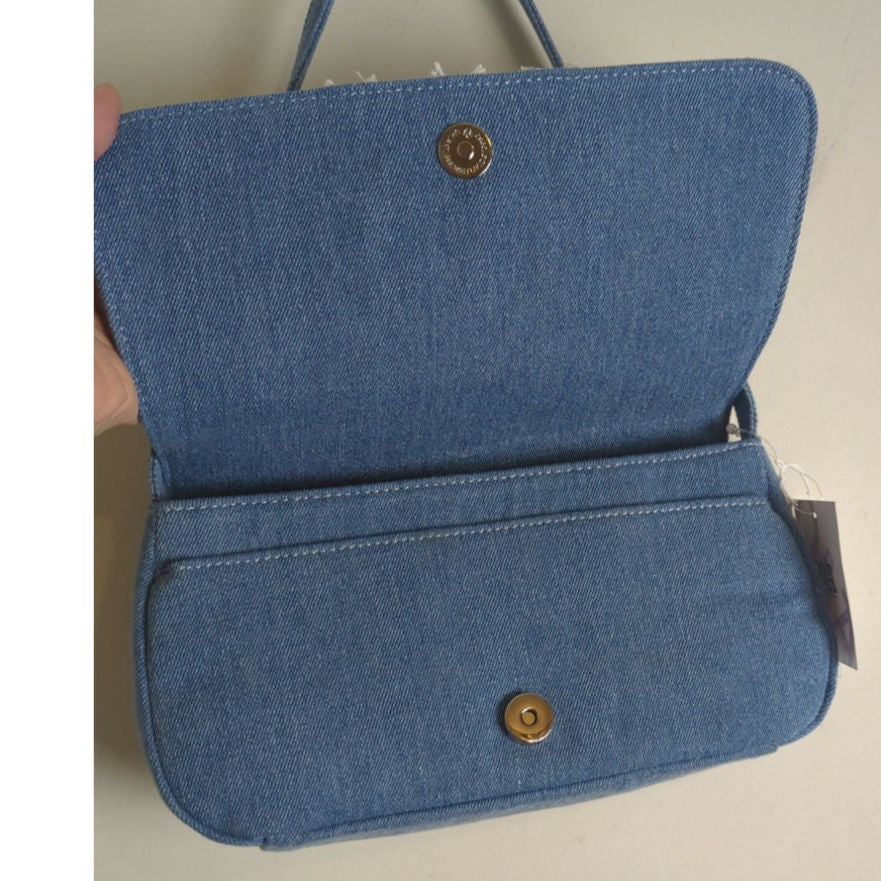 NWT 2 Bundle Y2K Q&A Denim Handbags Embroidered Patchwork