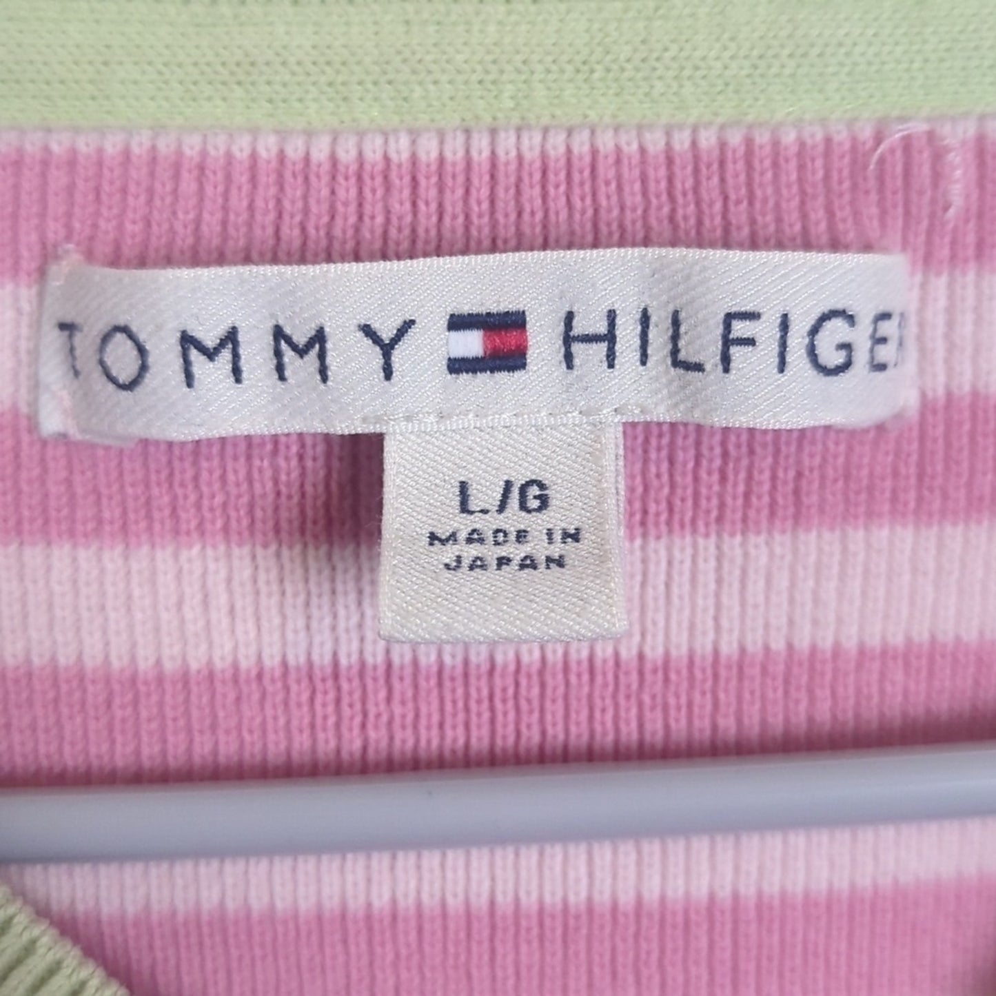 Y2K Tommy Hilfinger Cropped Preppy Tight Knit Sweater Pink Women's Size L