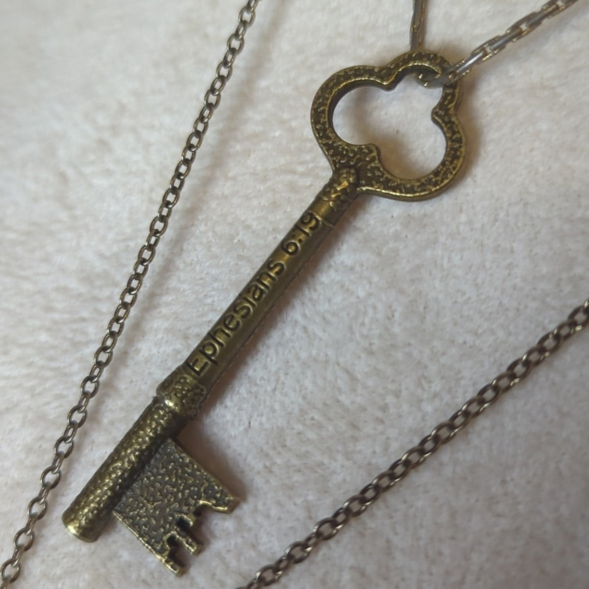 Layered Faith Key Necklace Set  Ephesians 6:19 Scripture Key Pendant Y2K