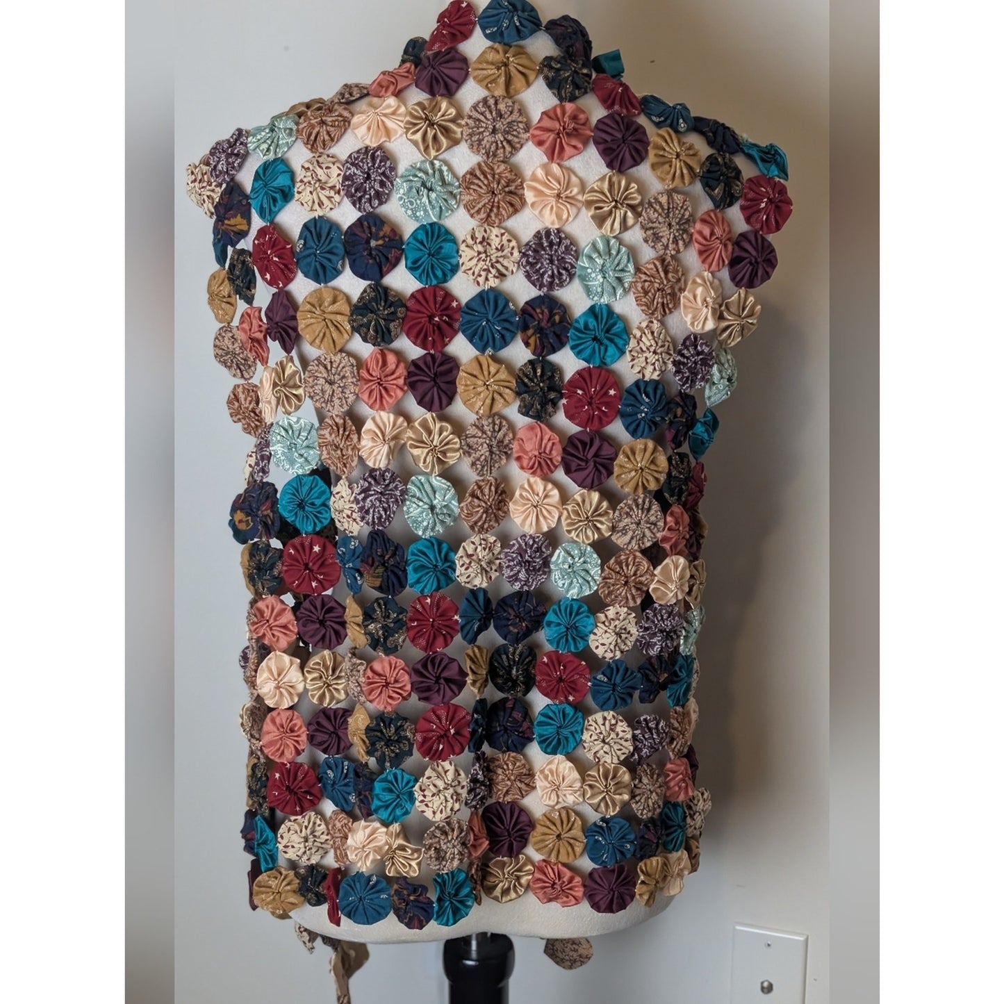 Vintage Handmade Pinwheel Patchwork Vest Wearable Textile Art Boho Granola Girl