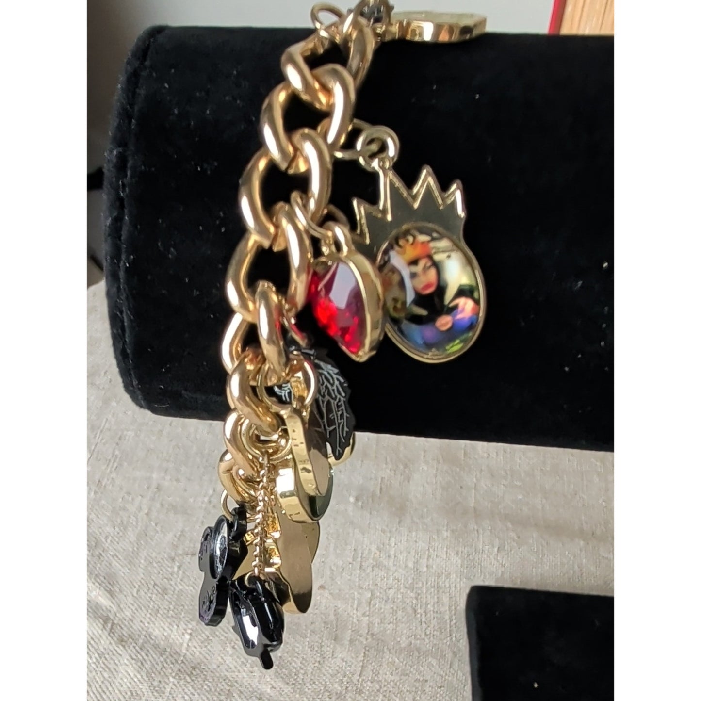 Handcrafted Disney Villains Inspired Charm Bracelet Gold Tone Gothic Fairy Tale
