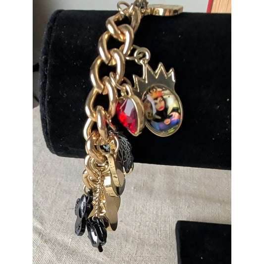 Handcrafted Disney Villains Inspired Charm Bracelet Gold Tone Gothic Fairy Tale