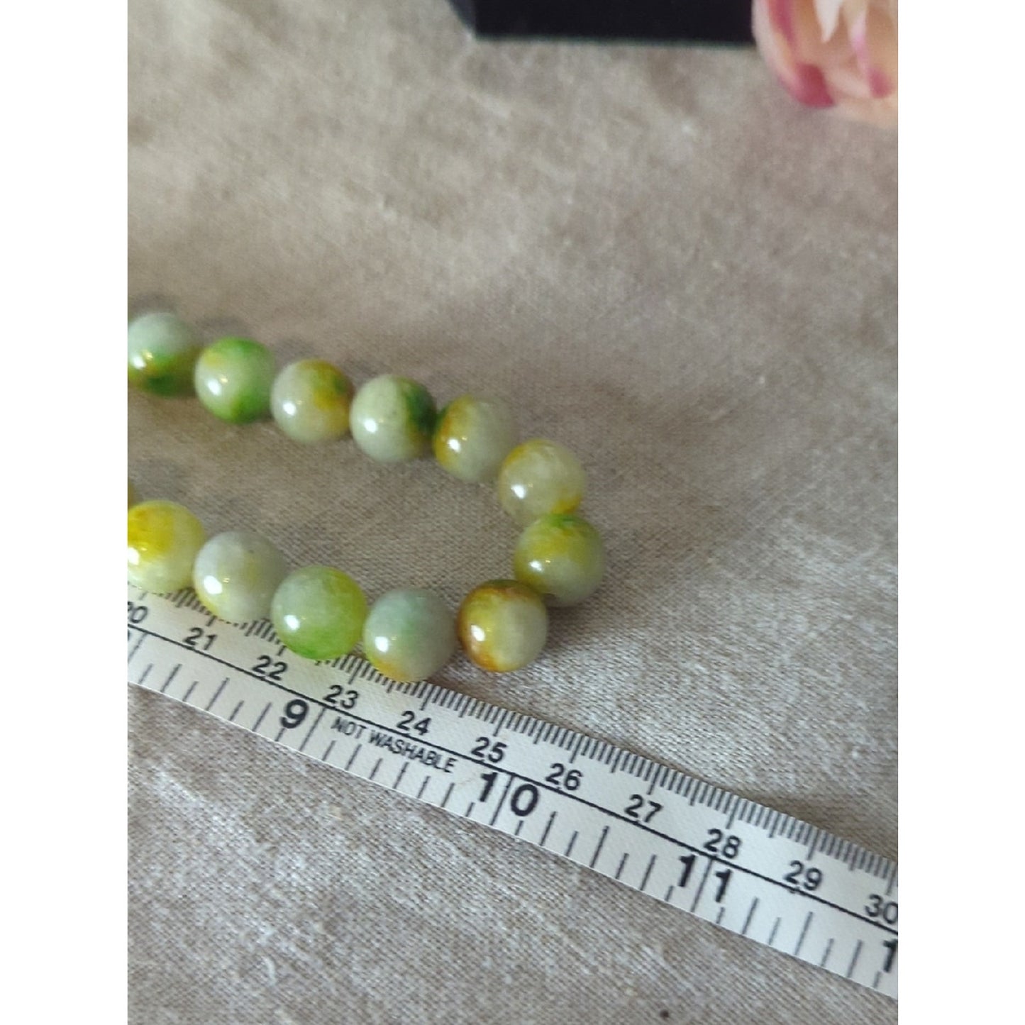 Jade Toned Stone Bead Necklace Earthy Luxe Green & Honey Gemstone Strand
