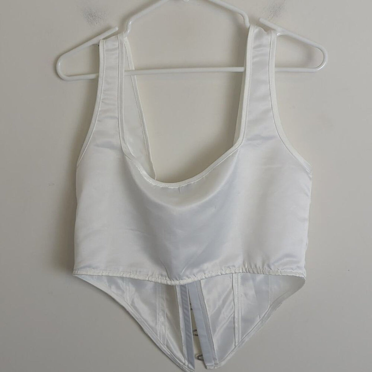 Pretty Little Thing White Corset Top Metal Clasp Closure Women's Size 10