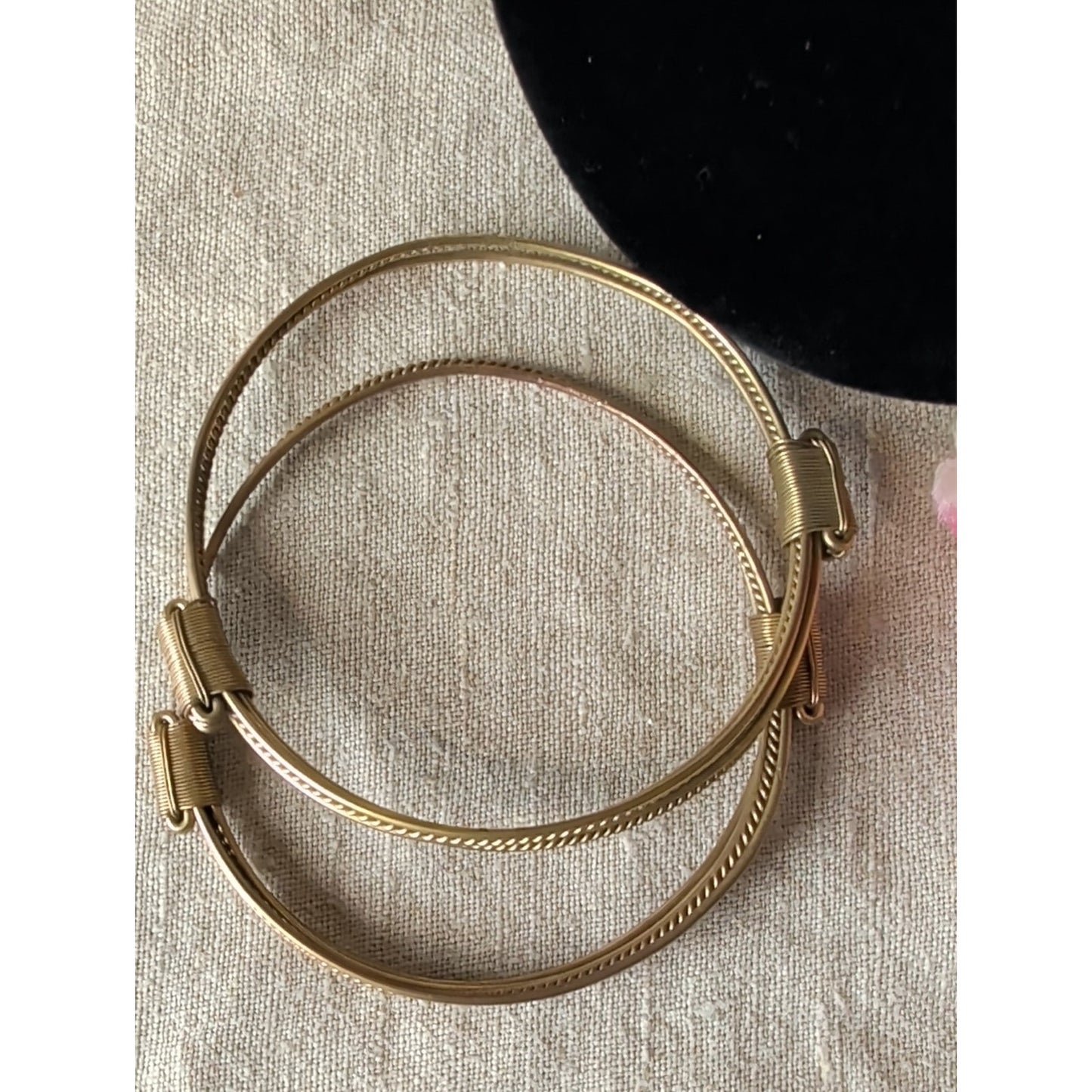 Vintage Elephant Hair Style Gold Tome* Multi-Strand Artisan Bangle Bracelet Set