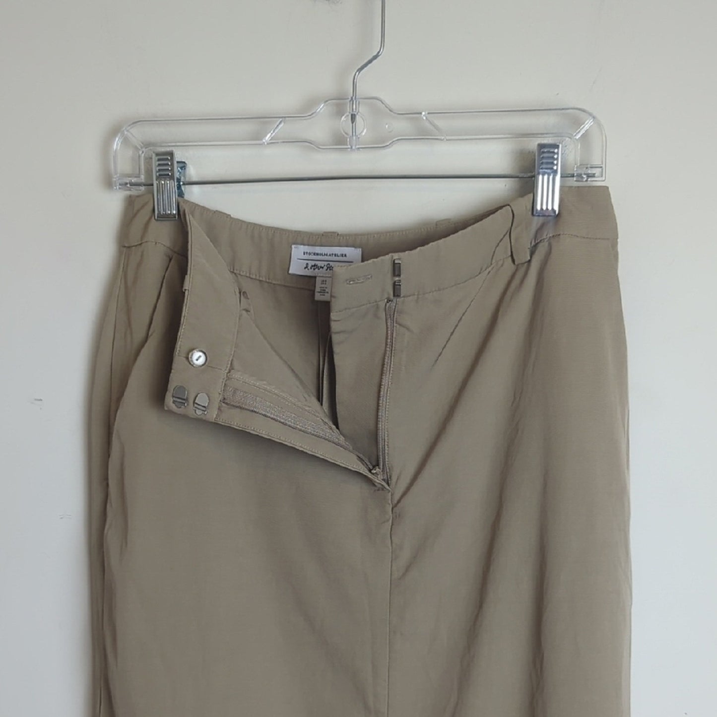 Stockholm Atelier Gorpcore Mini Pencil Skirt Khaki With Pockets Women's Size 8