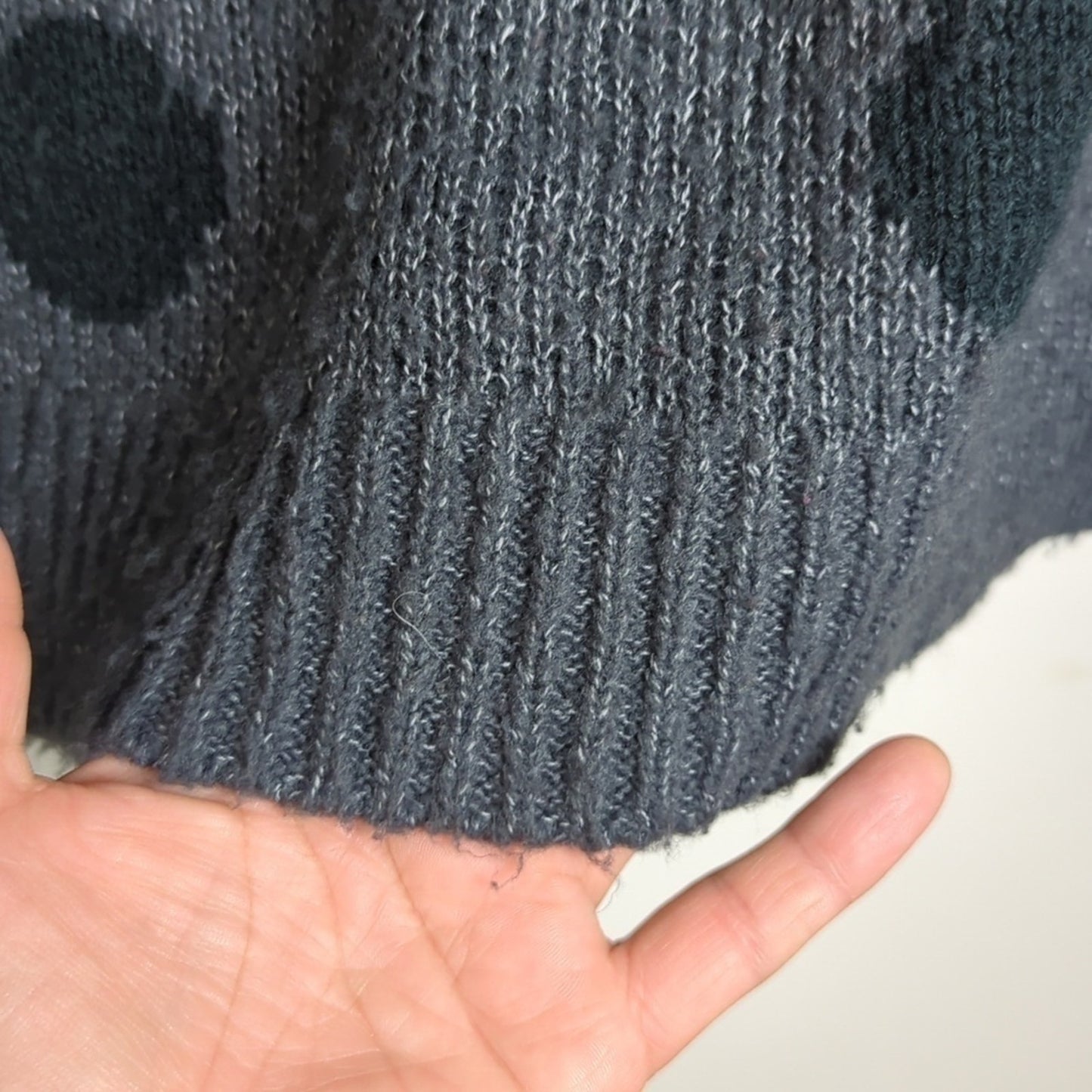 Gray and Black Polka Pullover Sweater Balloon Sleeves Women's XL