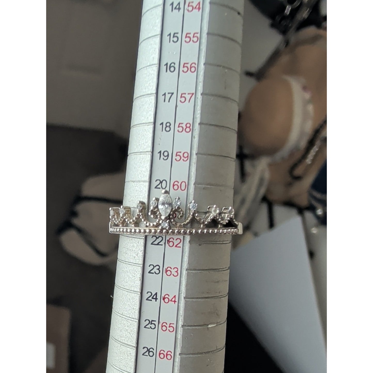 925 Sterling Silver Princess Tiara Crown Ring CZ Size 9.5