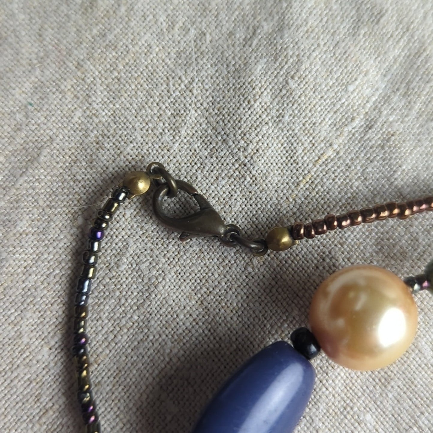 Eclectic Beaded Necklace Mixed Stone Glass Pearl Boho Statement Necklace Earthy