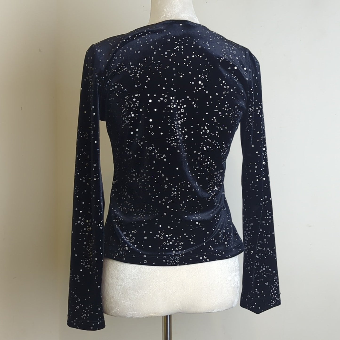 Vintage 90's / Y2K Black Velvet Top Silver Shimmer Women's MP