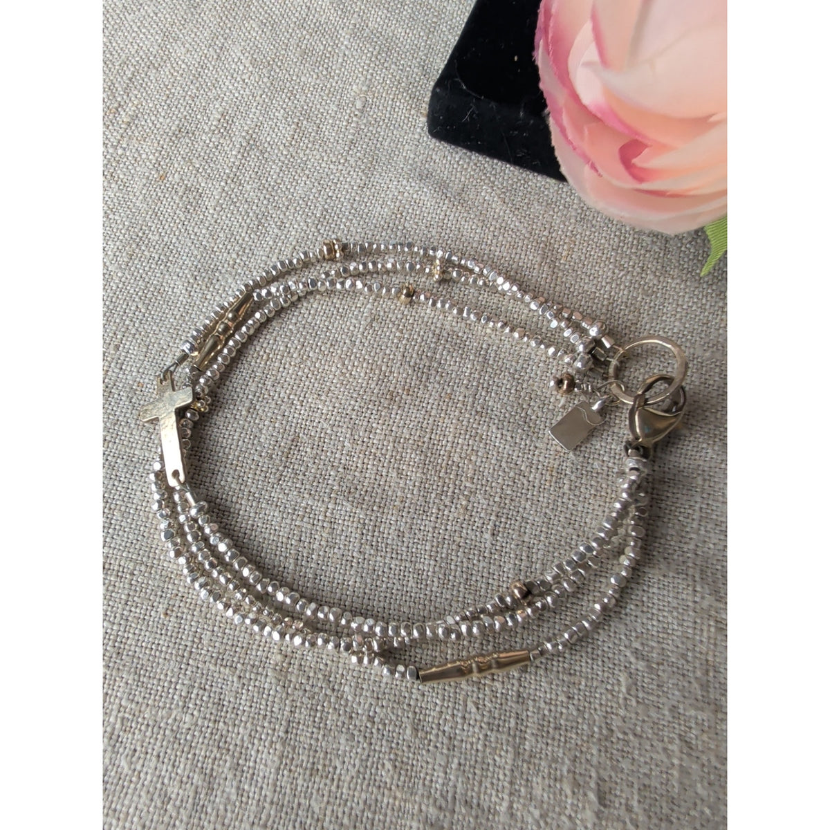 Sundance Catalog Robin Braun RB Gold Filled Multi Strand Cross Bracelet 7.25"