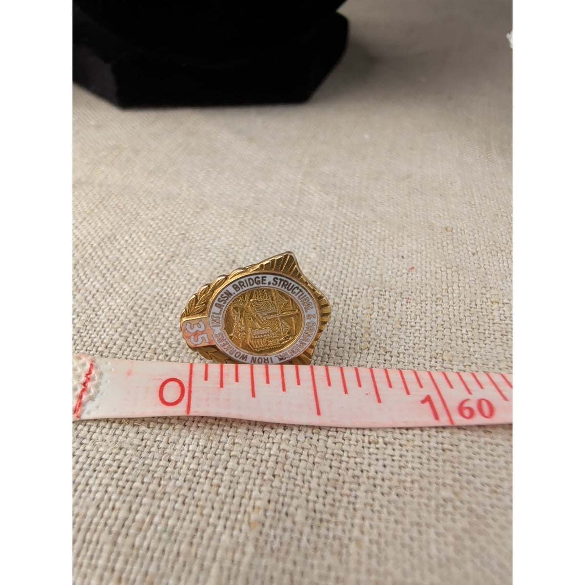 Vintage Solid 10K Gold Iron Workers Union 35 Year Service Pin 2g Lapel Tie Tac