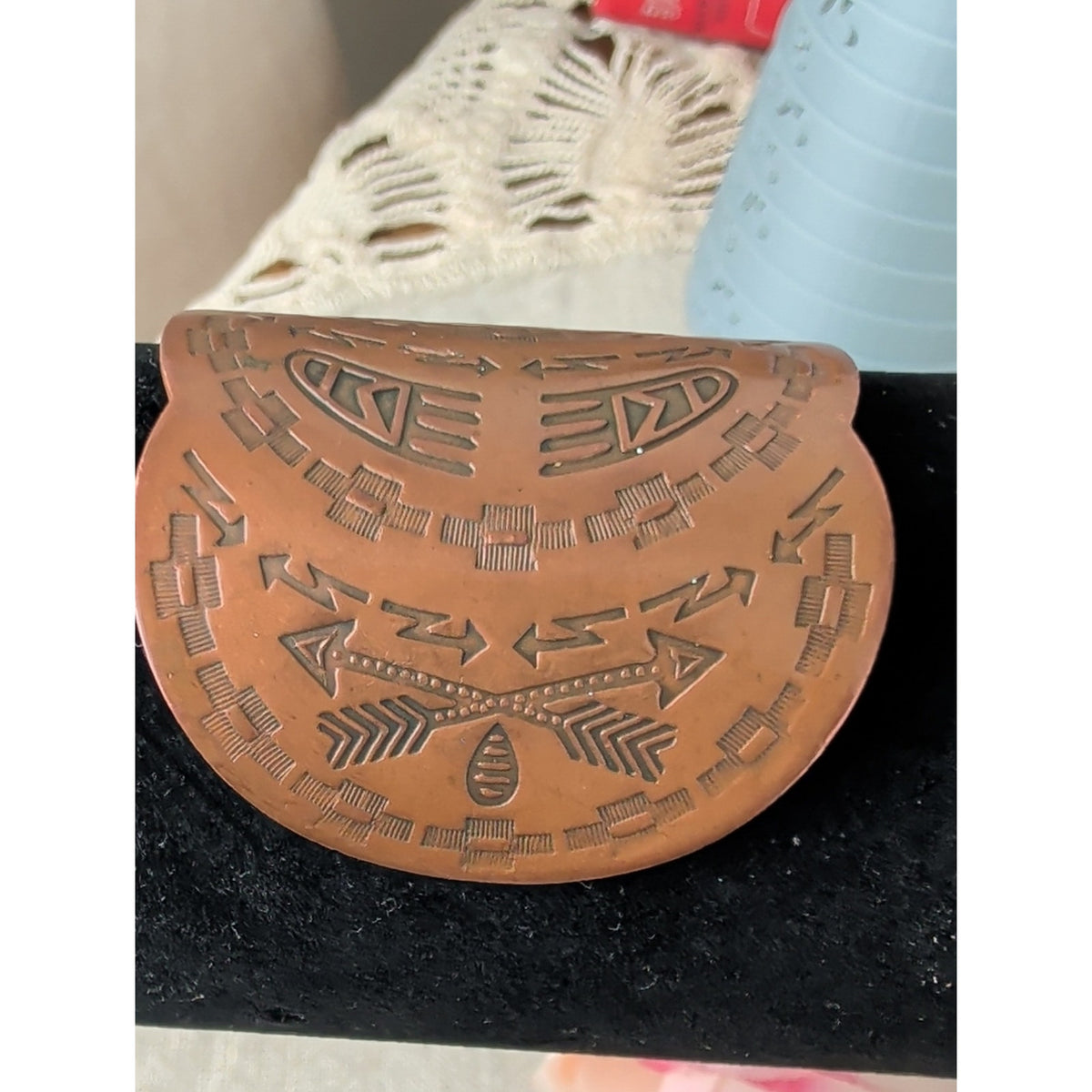 Vintage 1970s Bell Trading Post Solid Copper Repoussé Southwestern Cuff Bracelet