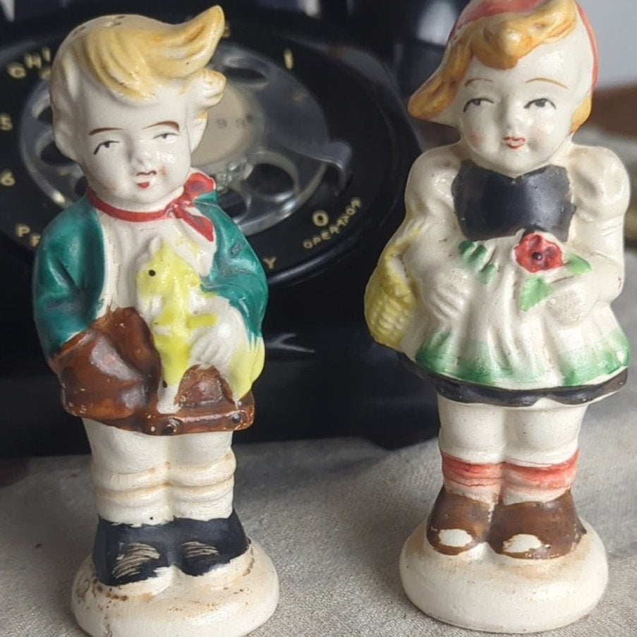 Vintage Occupied Japan Figural Salt & Pepper Shakers – Storybook Dutch Boy Girl