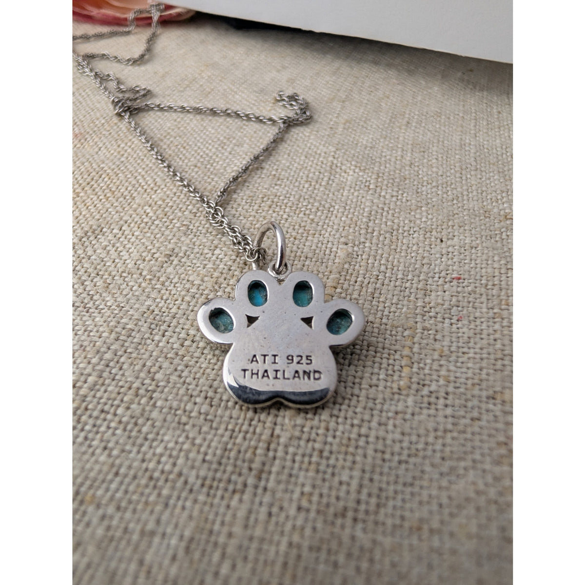 NWT Sterling Silver & Turquoise Pendant Necklace Paw Print