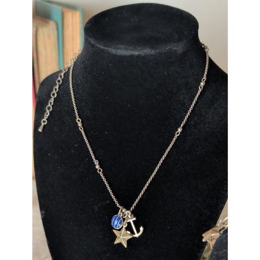 Lia Sophia Nautical Charm Necklace & Bracelet Set Coastal Prep Maritime Jewelry