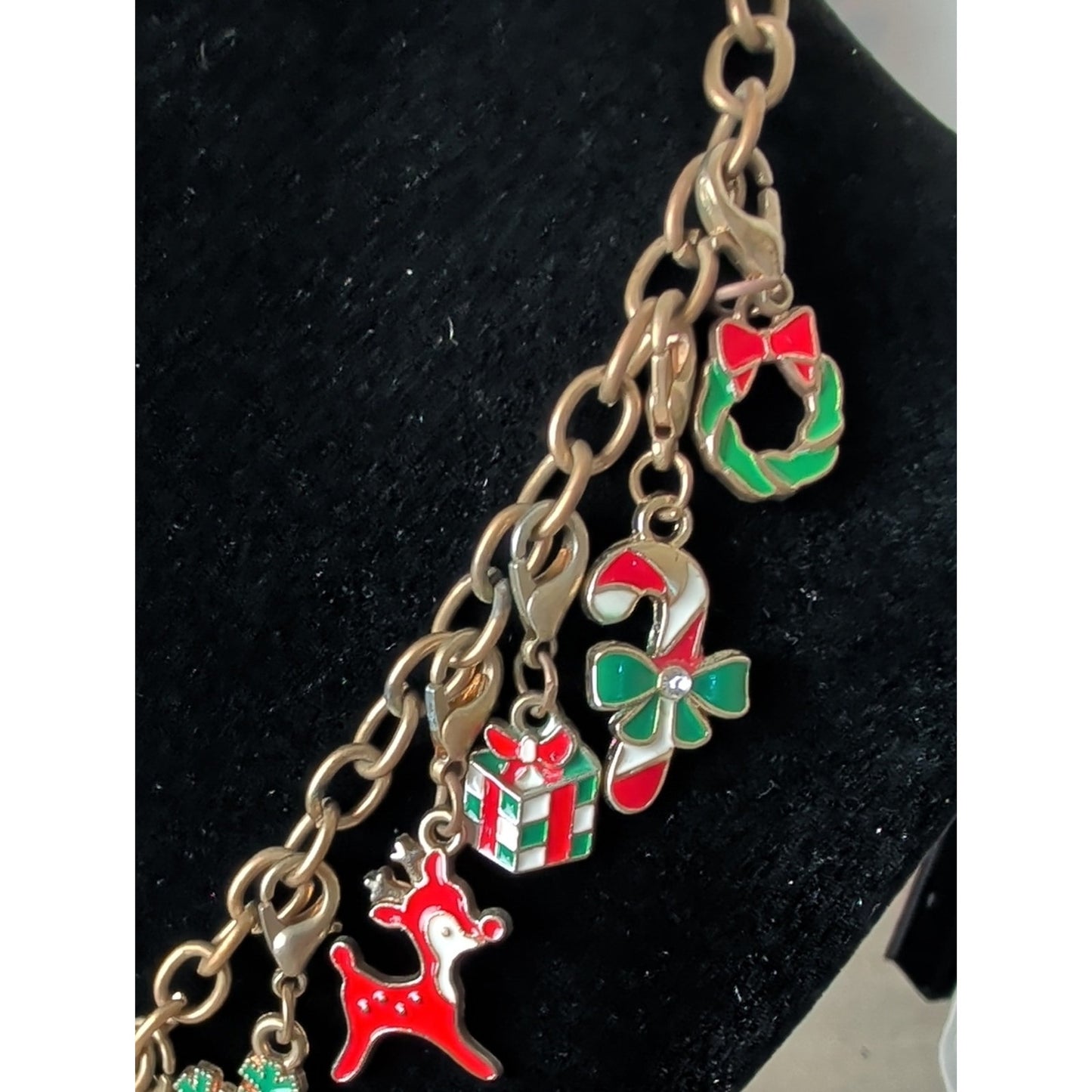 Vintage Christmas Charm Necklace Eclectic Holiday Charm Necklace Whimsical