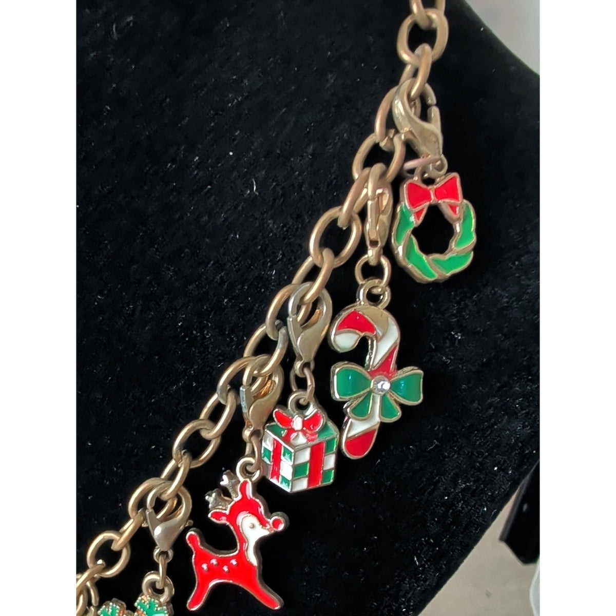 Vintage Christmas Charm Necklace Eclectic Holiday Charm Necklace Whimsical