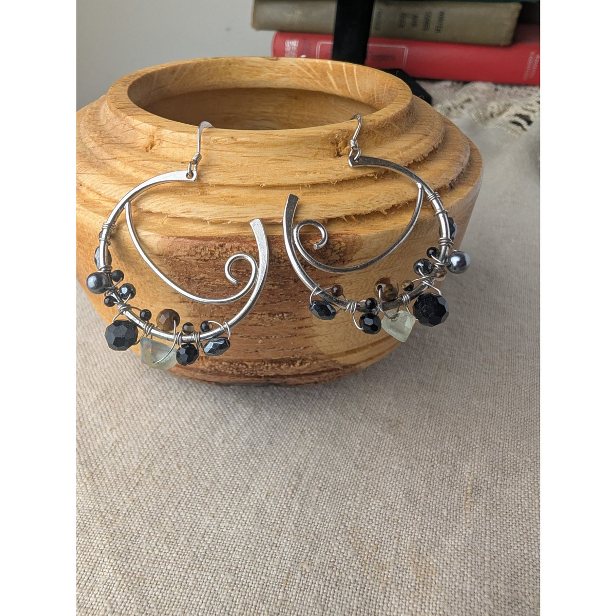 Whimsical Sterling Silver & Gemstone Hoop Earings One of a Kind Gifts for Her