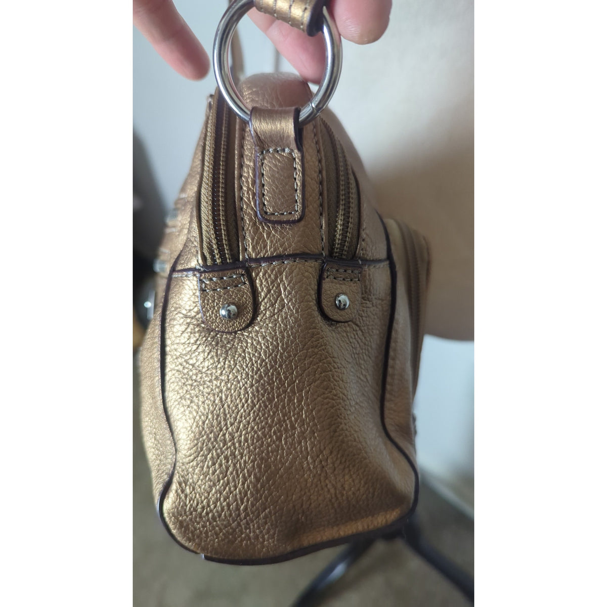 Y2K Vintage Nostalgic Textured Pebbled Leather Copper Crossbody Bag