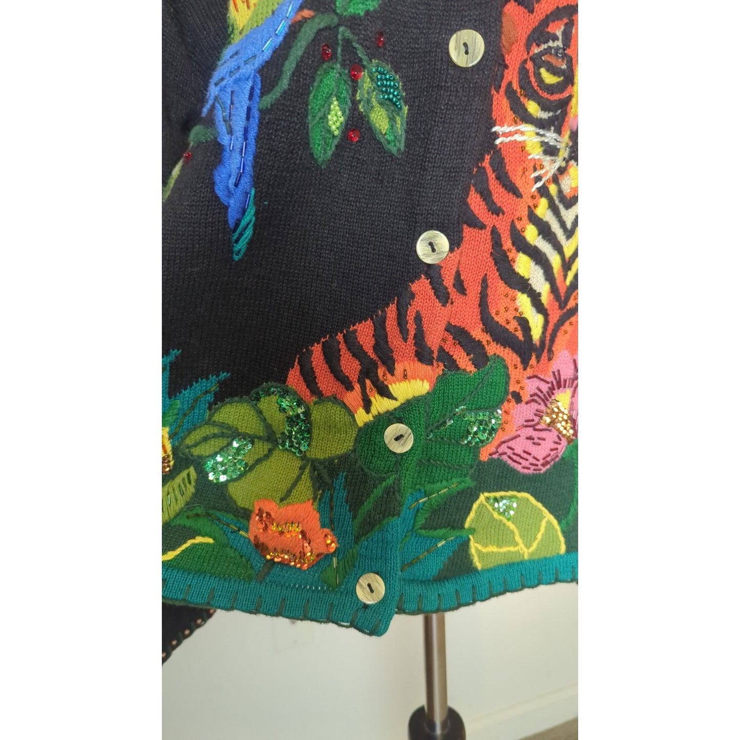 90's Maximalists Playful Art to Wear Button-down Knit Cardigan Women's XL