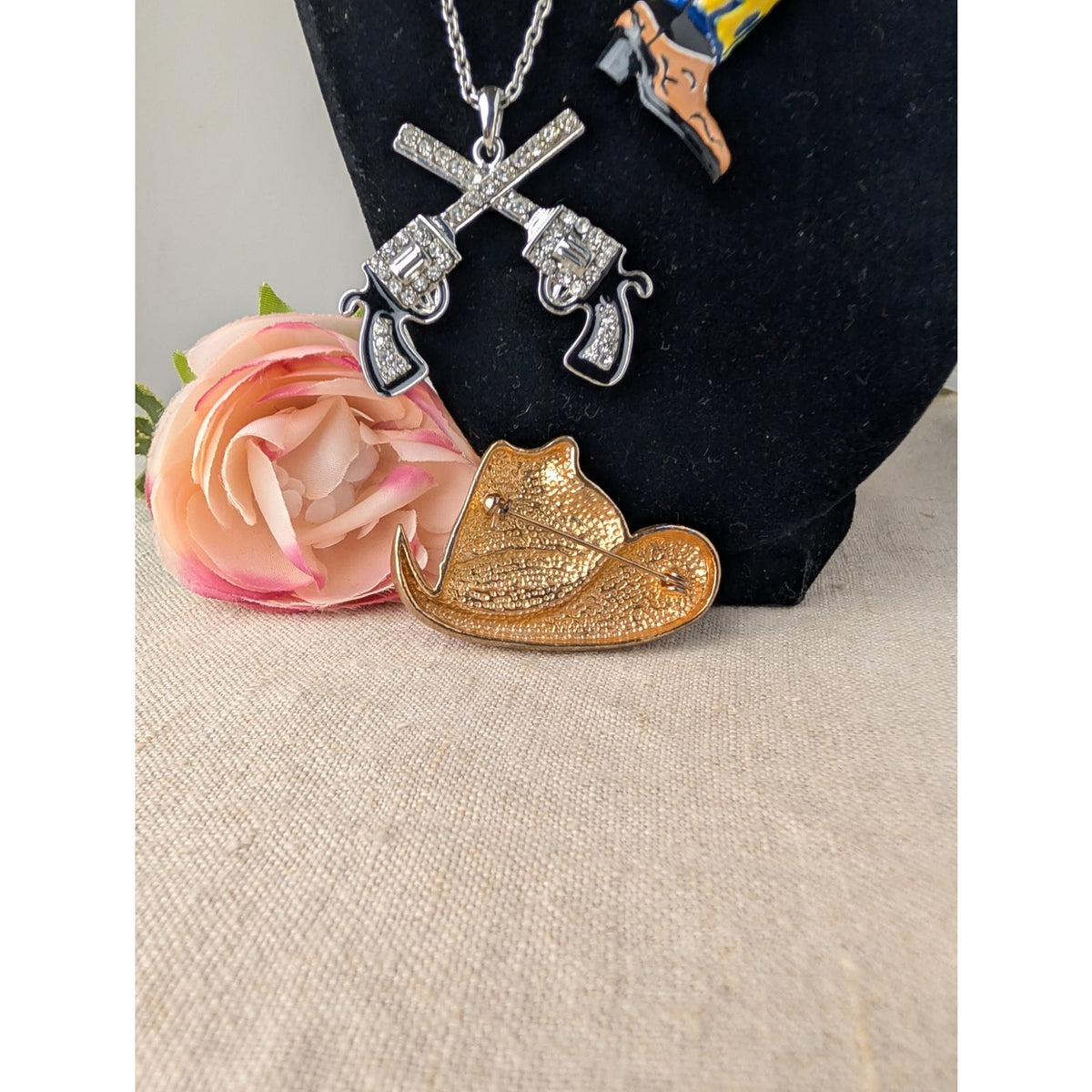 Cowgirl Jewelry Set Necklaces Charms Brooch 80's