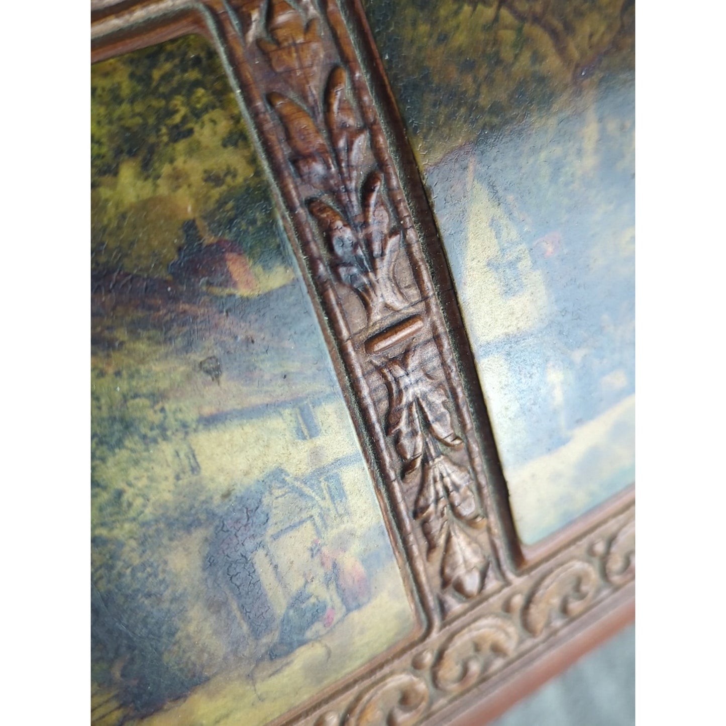 Vintage Carved Wood Keepsake Box | Storybook Cottage Jewelry Chest | Ornate Foot