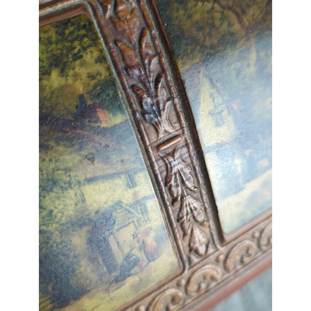 Vintage Carved Wood Keepsake Box | Storybook Cottage Jewelry Chest | Ornate Foot