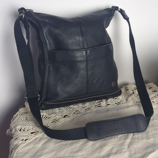 Vintage The Sak Pebbled Leather Crossbody Bag Black Travel