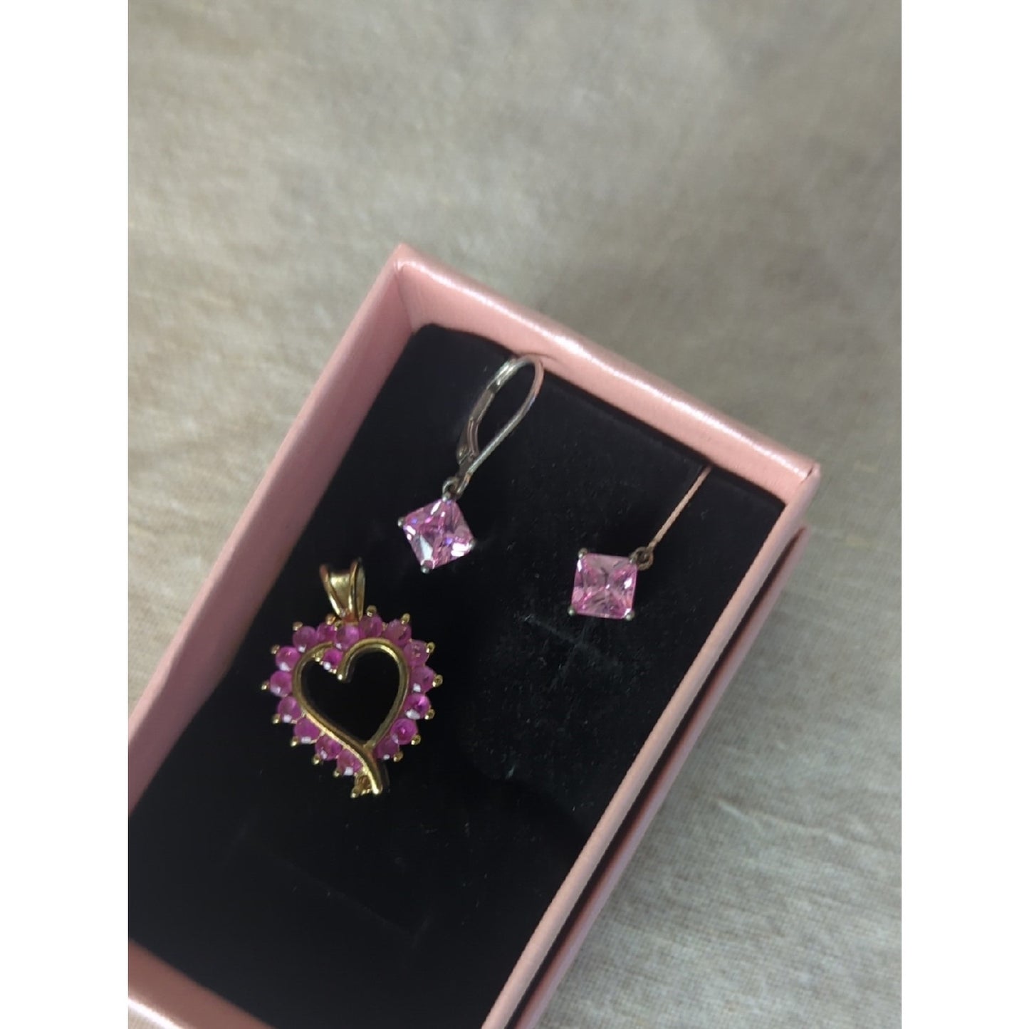 Ross Simons Sterling Vermeil Ruby Heart Pendant & Nevada Silver Earings