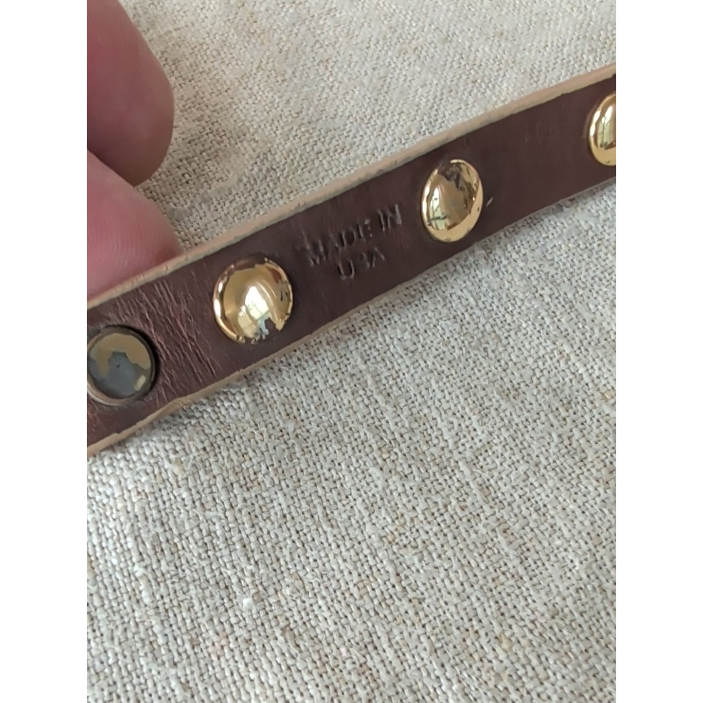 Tory Burch Brown Leather Double-Wrap Bracelet with Gold Studs