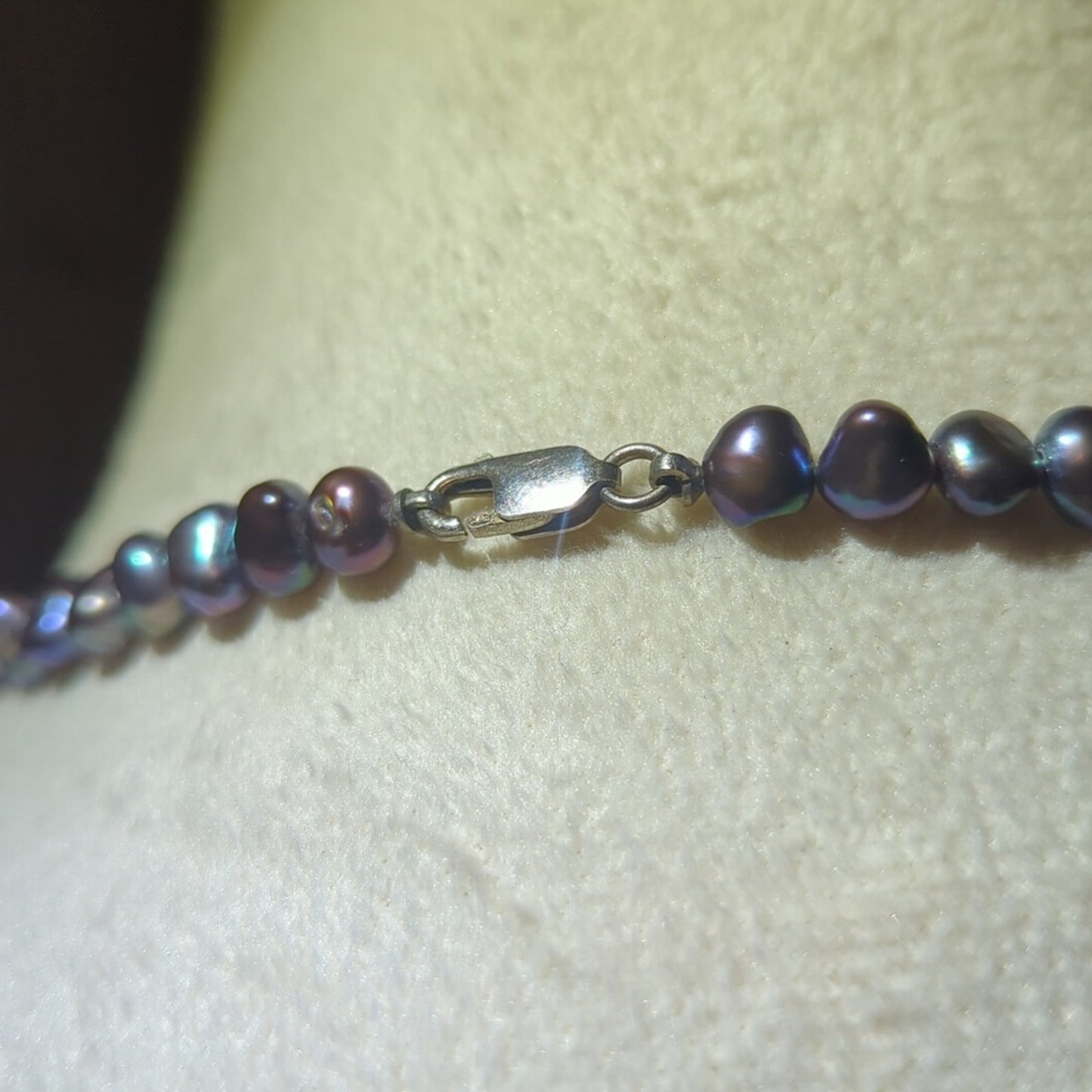 Dark Freshwater Pearl Necklace Baroque Peacock Pearls 17” Organic Pearl Strand