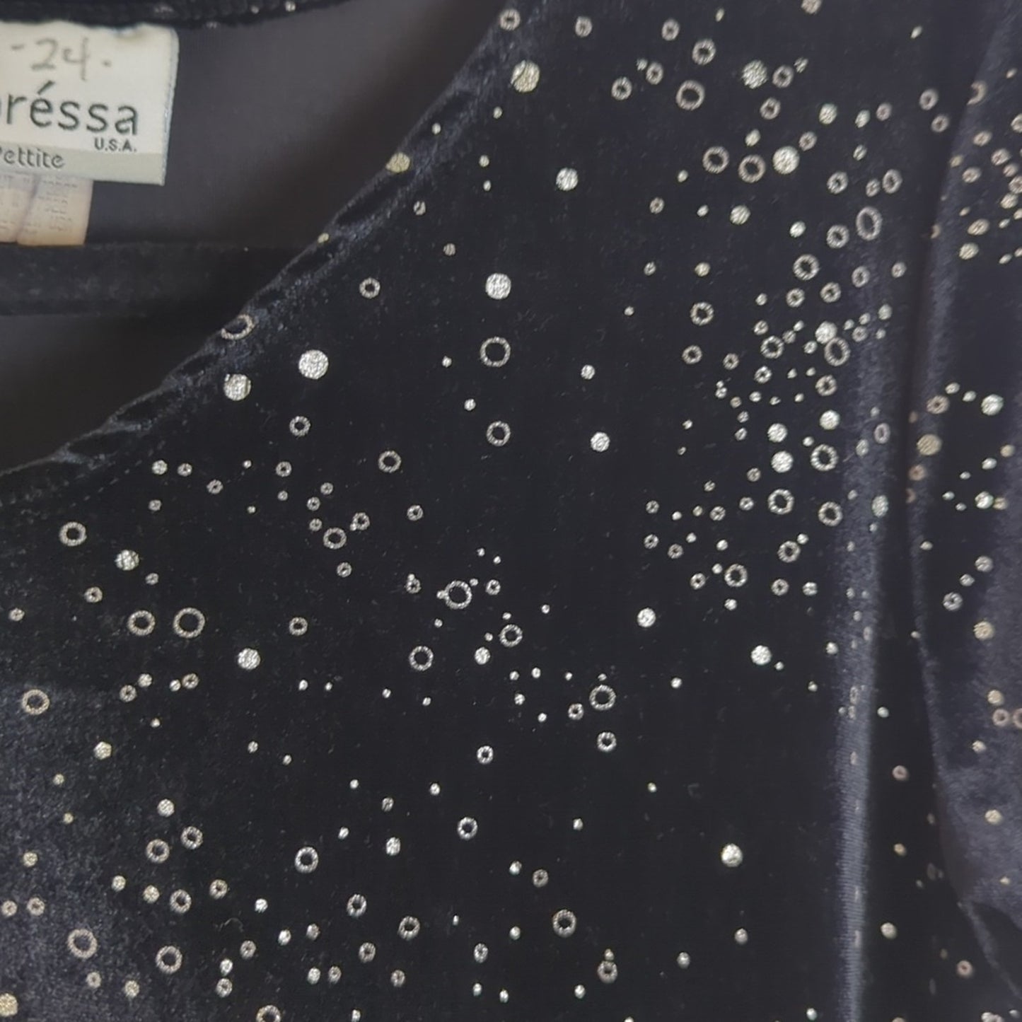 Vintage 90's / Y2K Black Velvet Top Silver Shimmer Women's MP