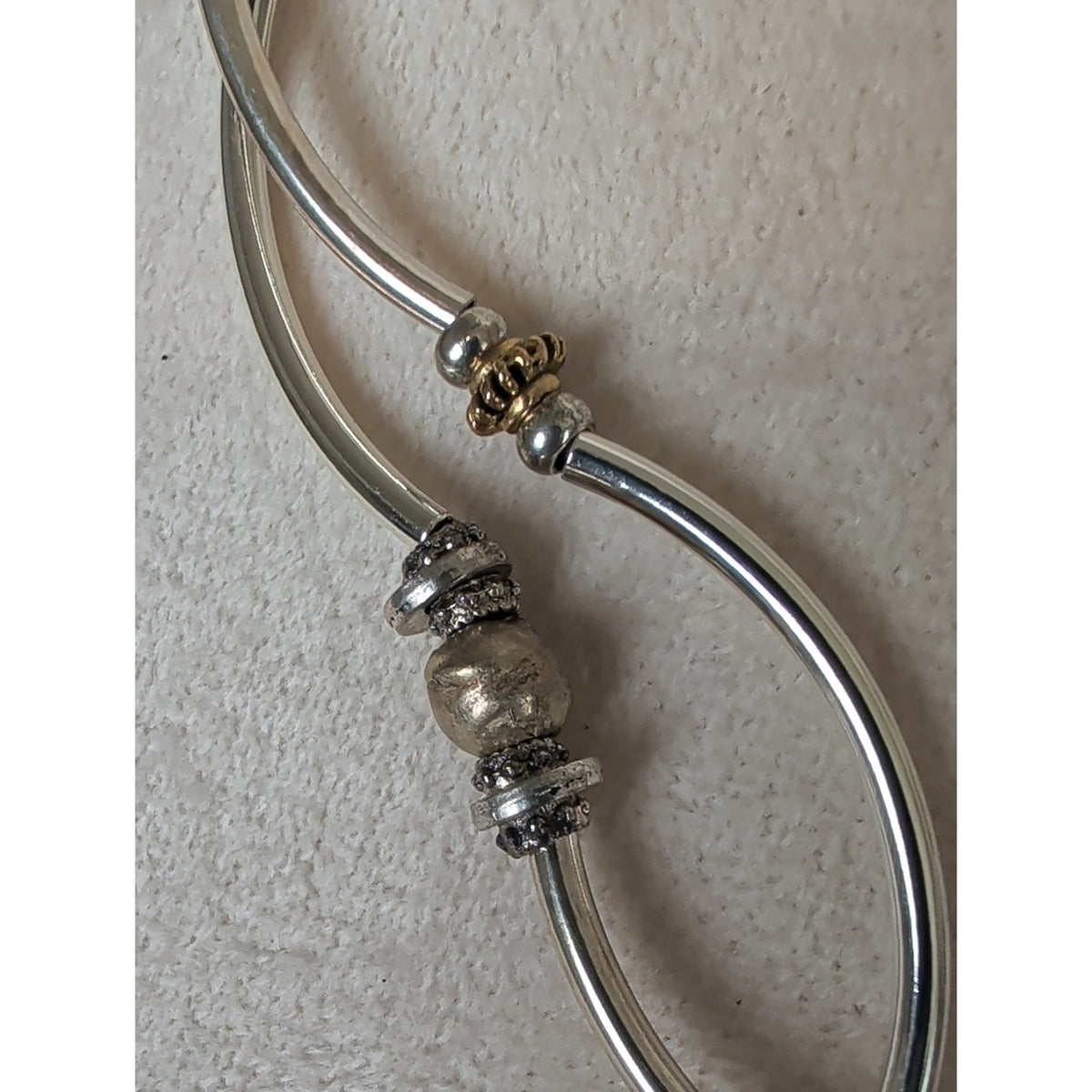Lizzy James Leather Wrap Bracelet Necklace Convertible Silver & Gold Plated Sz L