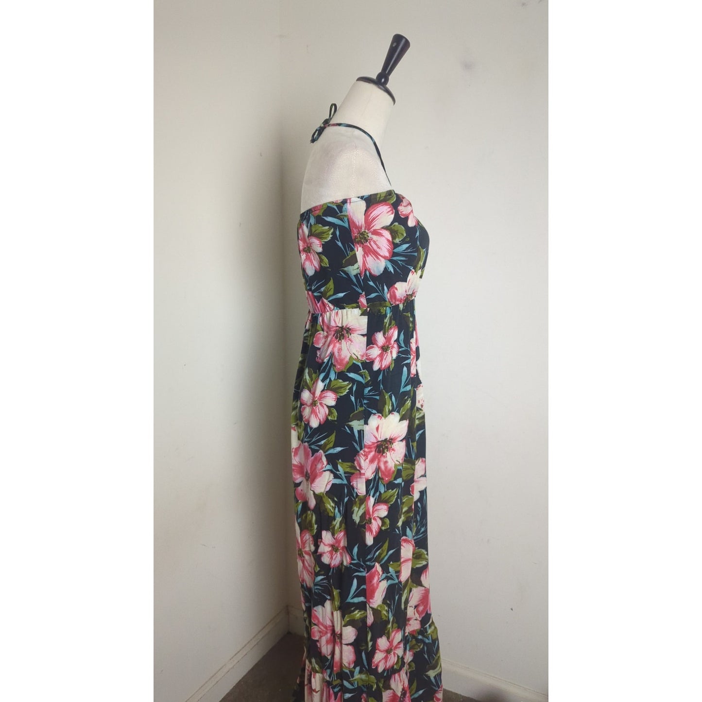 Boho Chic Romance Maxi Floral Halter Dress Women's Medium