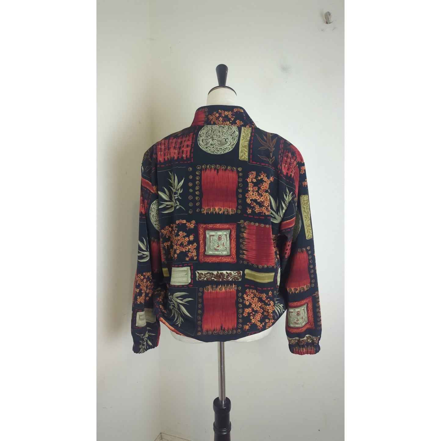 Vintage Zip-Up Lightweight Jacket Fall Moody Motif Women's Oversized Medium