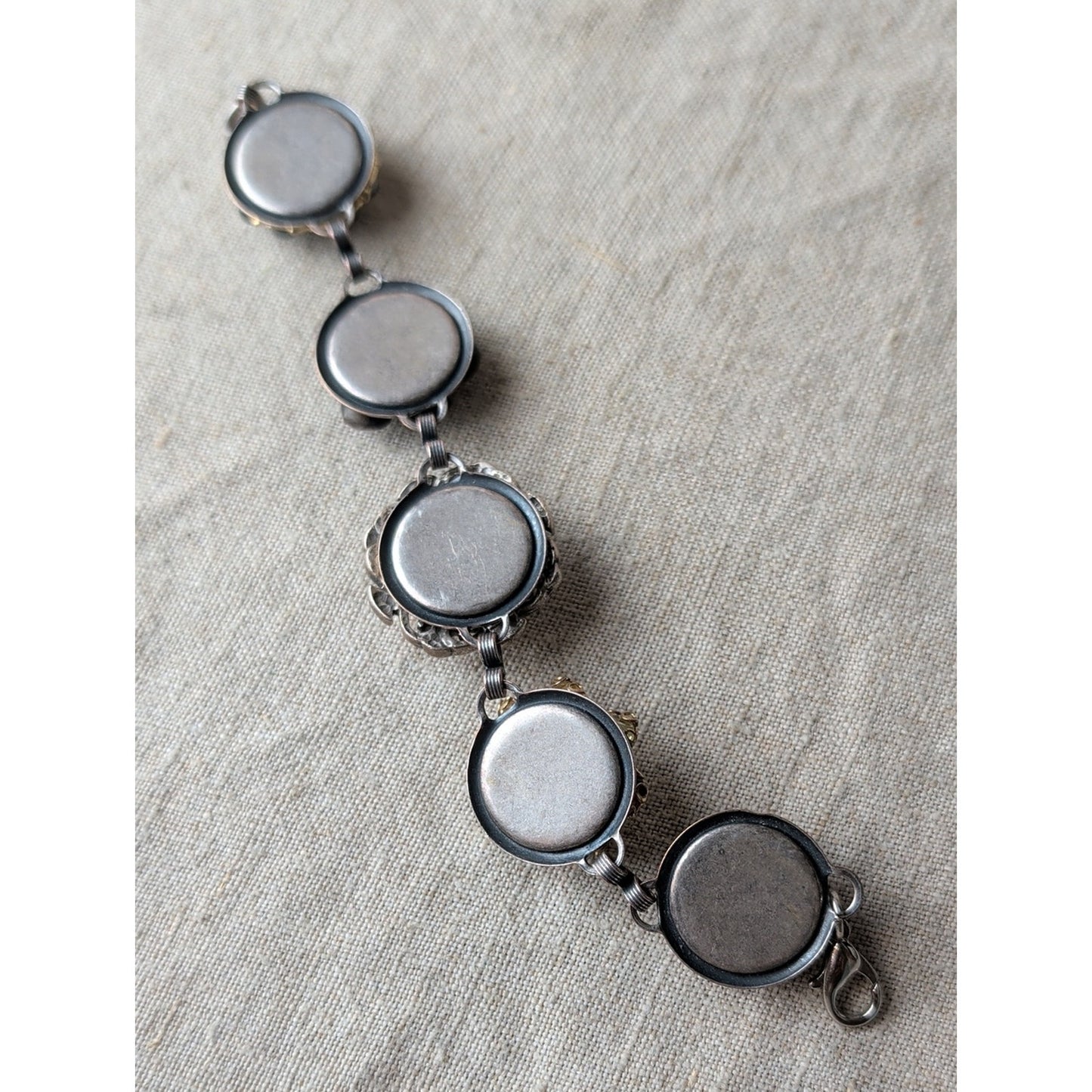 Vintage Artisan Assemblage Bracelet Mixed Metal Wearable Art Boho Luxe