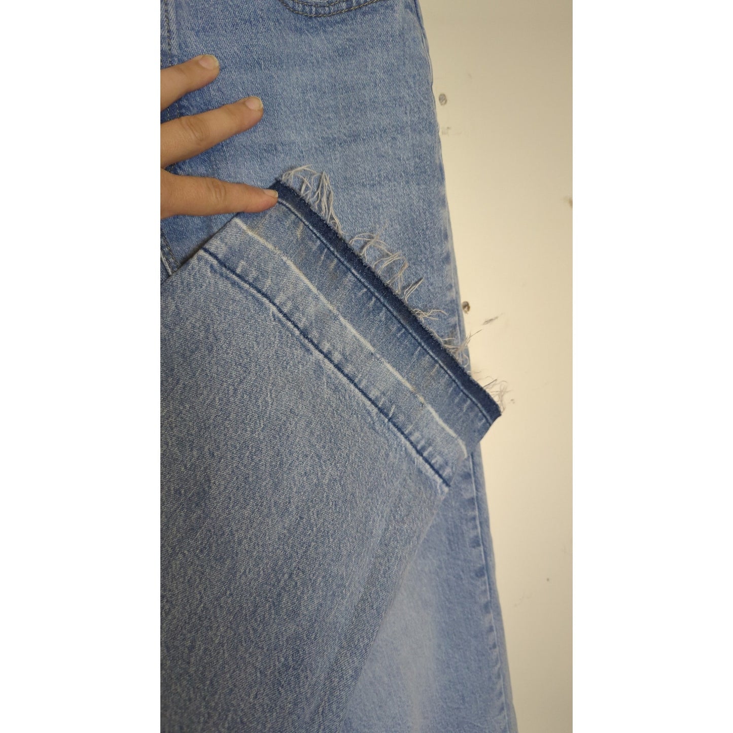 Retro Utility Streetwear High-rise Wide Straight Leg Raw Hem Jeans 6R