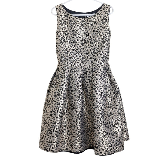 Fit & Flare Metallic Floral Formal Dress Girls Size 7/8