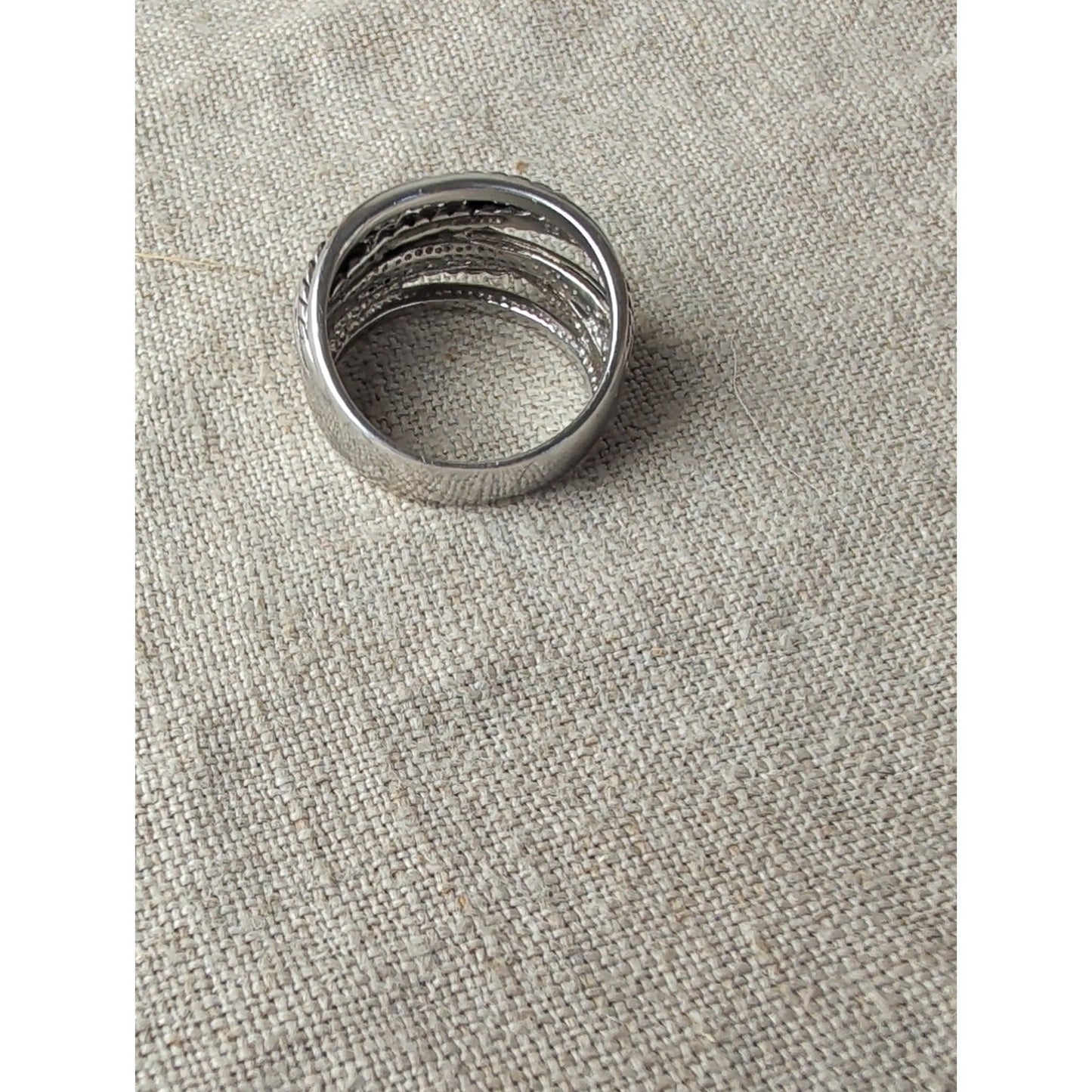 925 Sterling Silver 14K Gold Accent Ring Two Tone Wide Statement Band