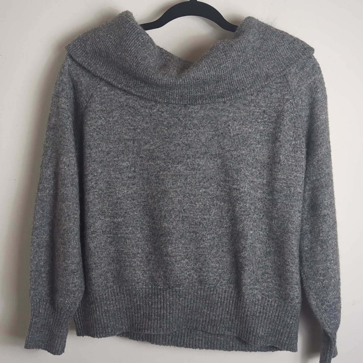 Minimalist Boxy Cowl Neck Sweater Wool Blend Women's Oversized Small